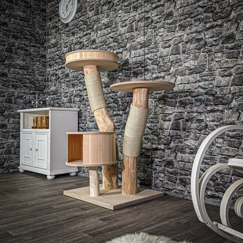 Naturkratzbaum 2996 Kratzbaum Natur Holz Design 123 cm hoch Katzenbaum