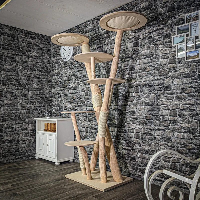 Naturkratzbaum 2993 Kratzbaum Natur Holz Design 202 cm hoch Katzenbaum