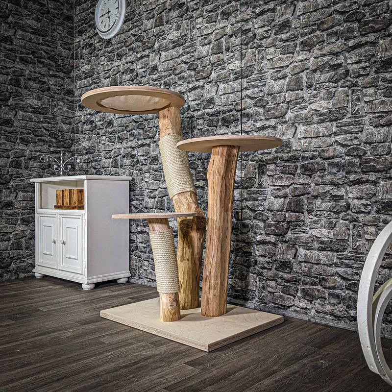 Naturkratzbaum 2992 Kratzbaum Natur Holz Design 120 cm hoch Katzenbaum