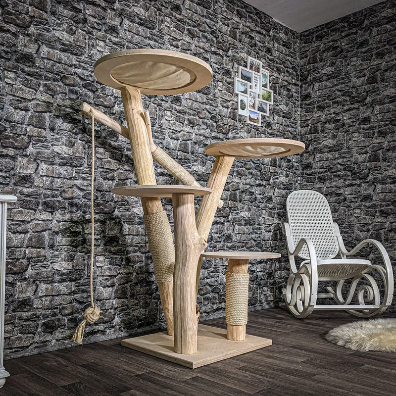 Naturkratzbaum 2598 Kratzbaum Natur Holz Design 142 cm hoch