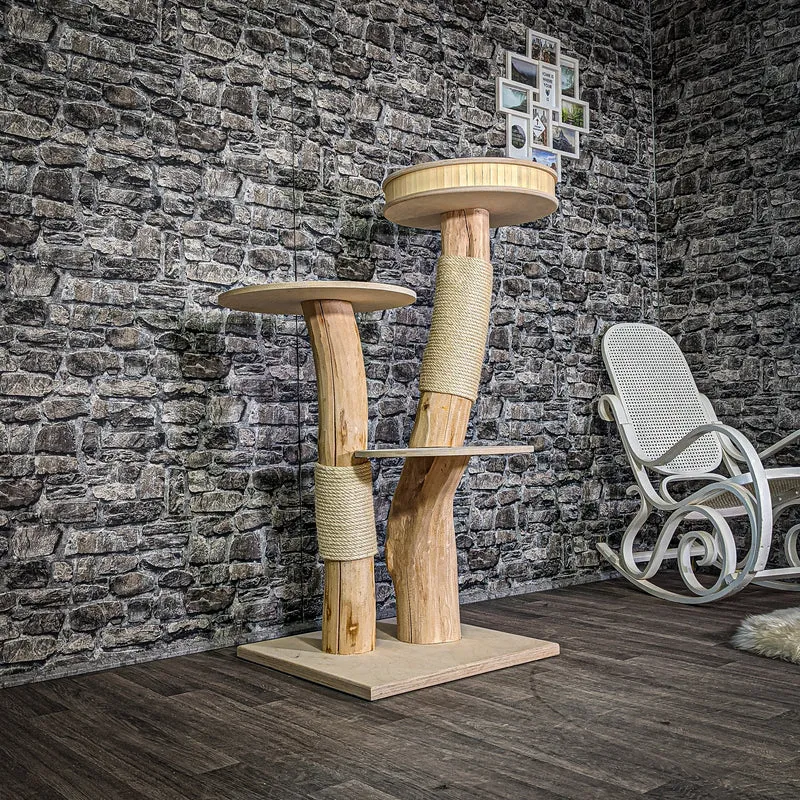 Naturkratzbaum 123 cm hoch Kratzbaum Natur Holz Design 2838 Katzenbaum