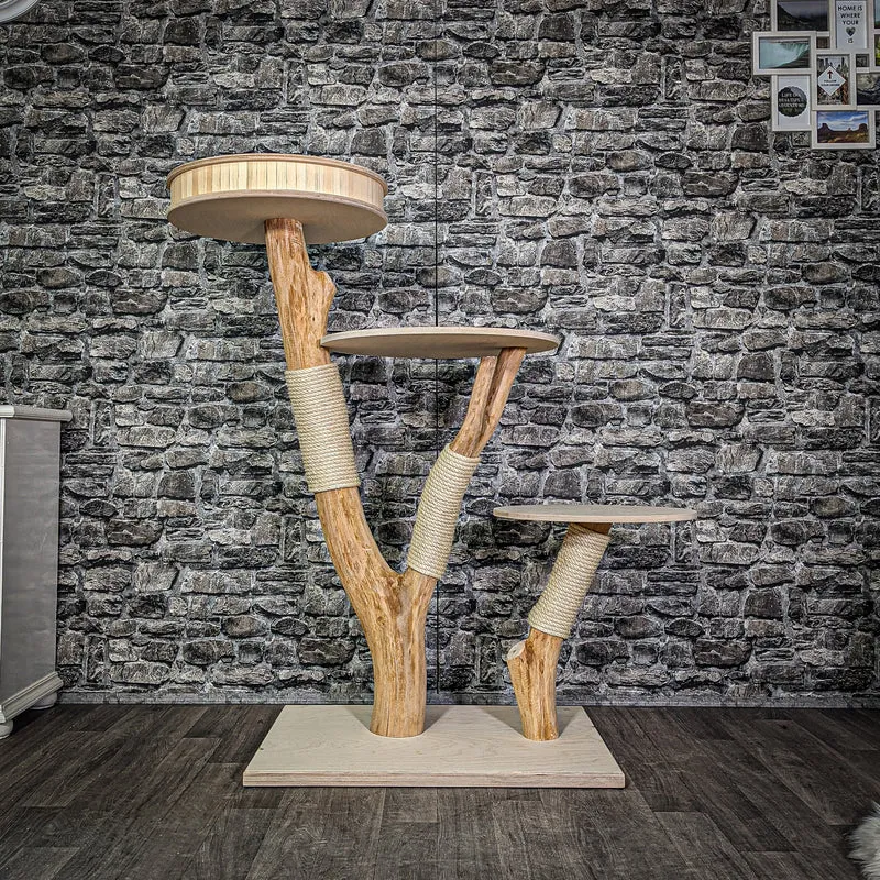 Naturkratzbaum 128 cm hoch Kratzbaum Natur Holz Design 2839 Katzenbaum