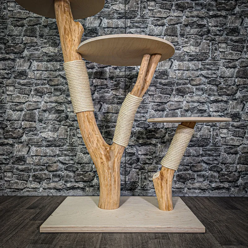 Naturkratzbaum 128 cm hoch Kratzbaum Natur Holz Design 2839 Katzenbaum