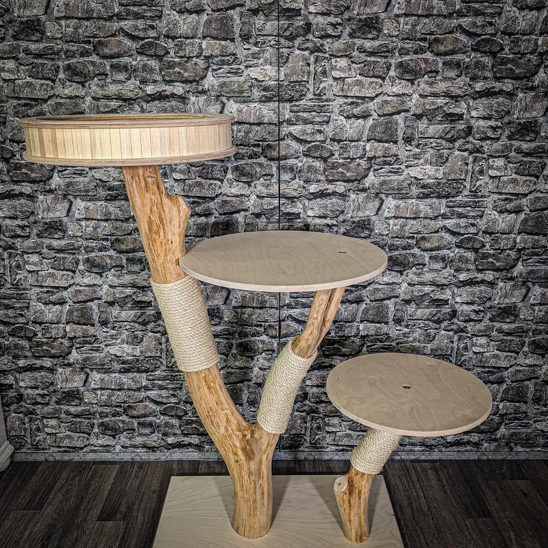 Naturkratzbaum 128 cm hoch Kratzbaum Natur Holz Design 2839 Katzenbaum