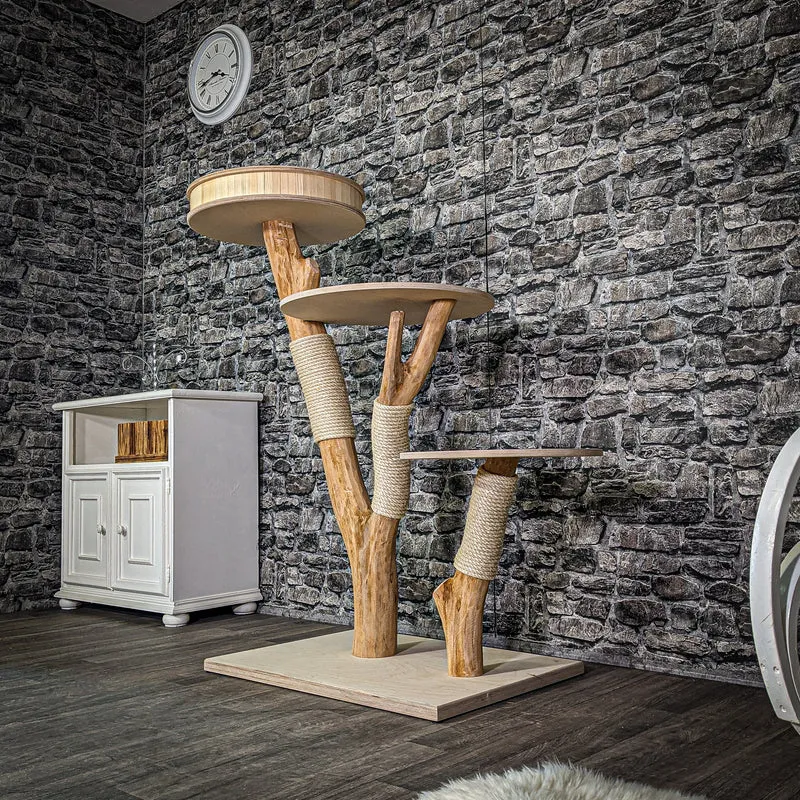 Naturkratzbaum 128 cm hoch Kratzbaum Natur Holz Design 2839 Katzenbaum