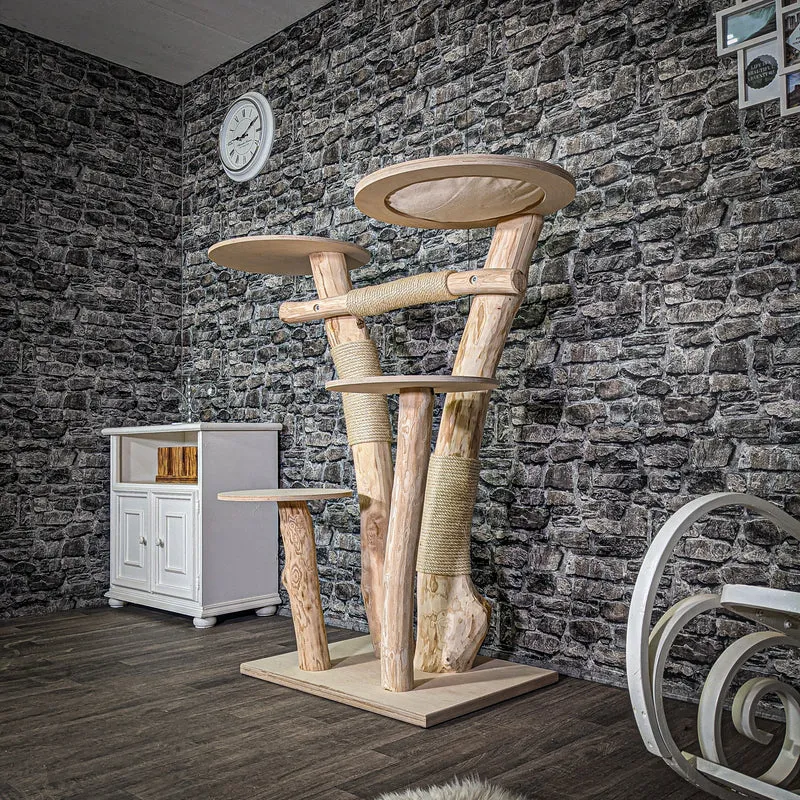 Naturkratzbaum 136 cm hoch Kratzbaum Natur Holz Design 2844 Katzenbaum