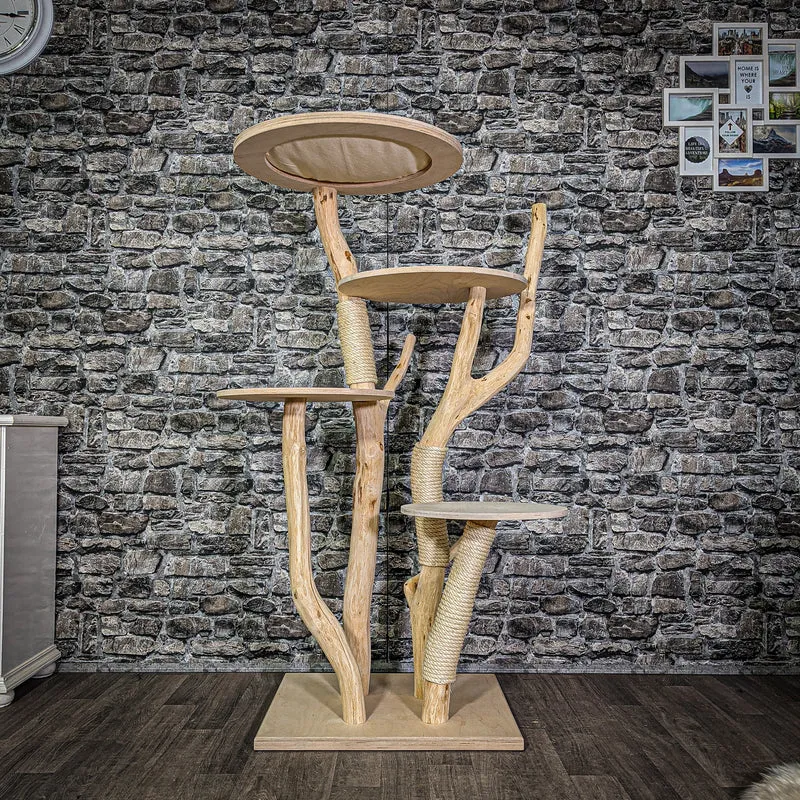 Naturkratzbaum 144 cm hoch Kratzbaum Natur Holz Design 2845 Katzenbaum
