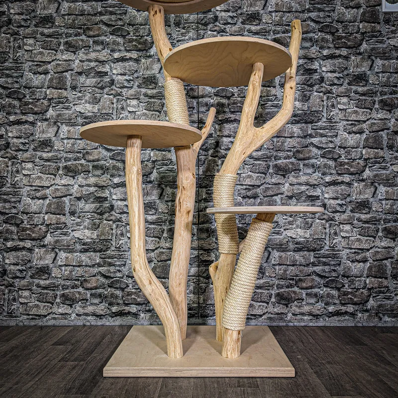 Naturkratzbaum 144 cm hoch Kratzbaum Natur Holz Design 2845 Katzenbaum