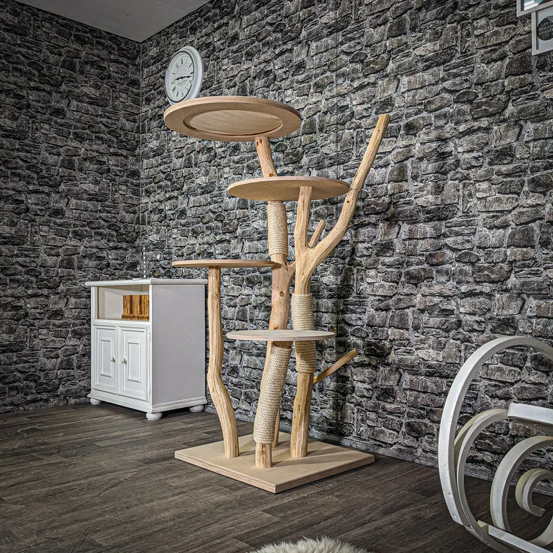 Naturkratzbaum 144 cm hoch Kratzbaum Natur Holz Design 2845 Katzenbaum