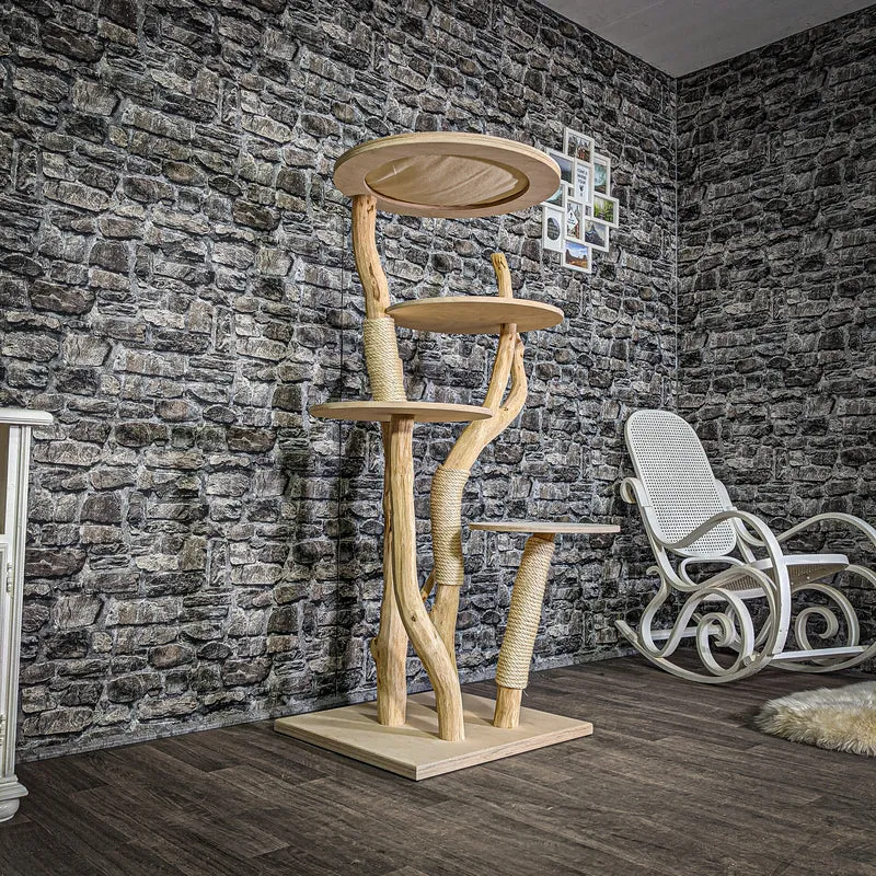 Naturkratzbaum 144 cm hoch Kratzbaum Natur Holz Design 2845 Katzenbaum
