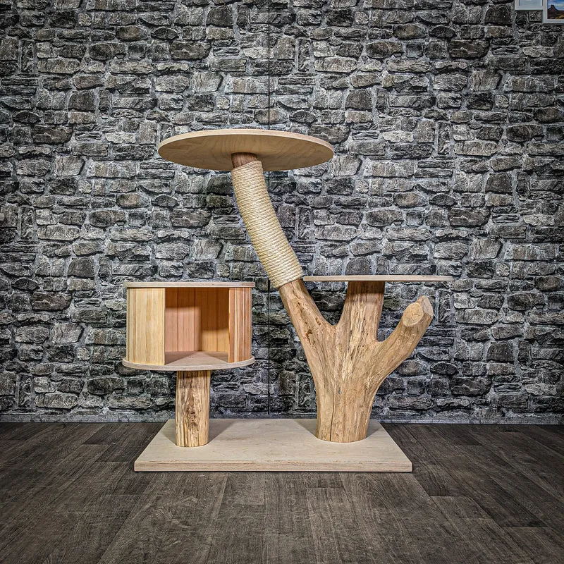 Naturkratzbaum 93 cm hoch Kratzbaum Natur Holz Design 2846 Katzenbaum