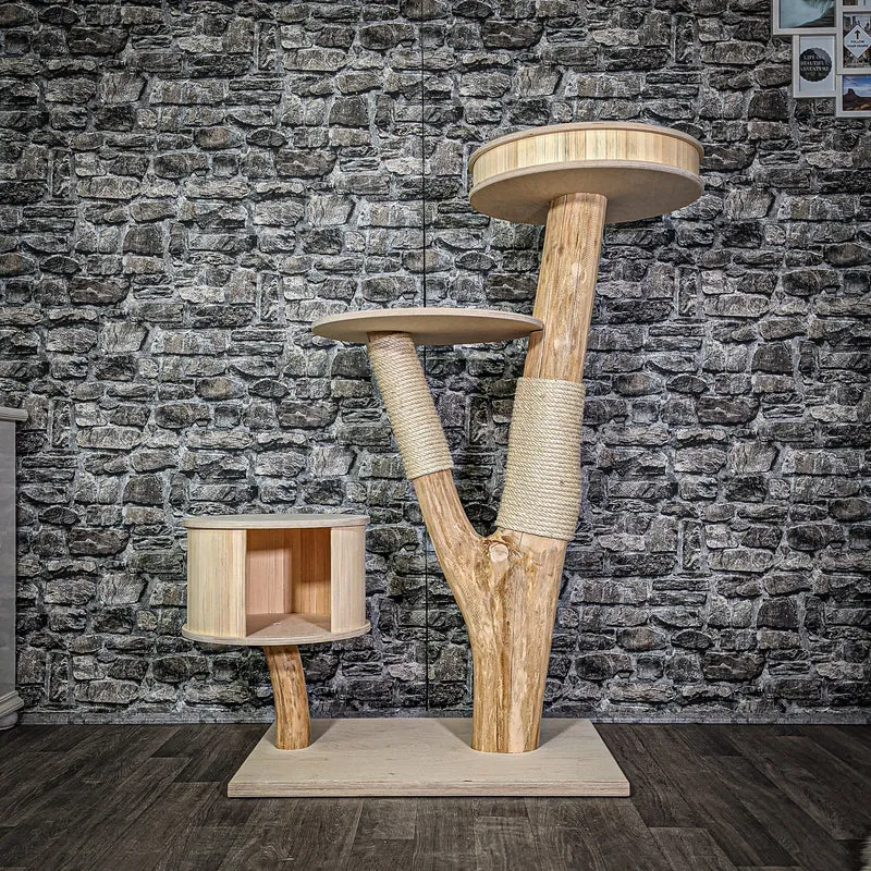 Naturkratzbaum 2849 Kratzbaum Natur Holz Design 132 cm hoch Katzenbaum
