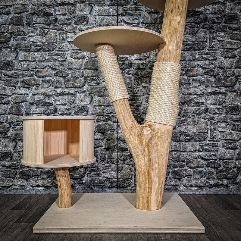 Naturkratzbaum 2849 Kratzbaum Natur Holz Design 132 cm hoch Katzenbaum