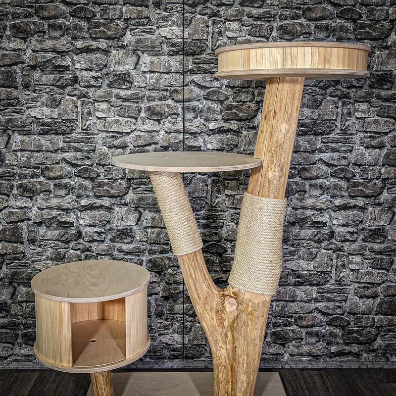 Naturkratzbaum 2849 Kratzbaum Natur Holz Design 132 cm hoch Katzenbaum