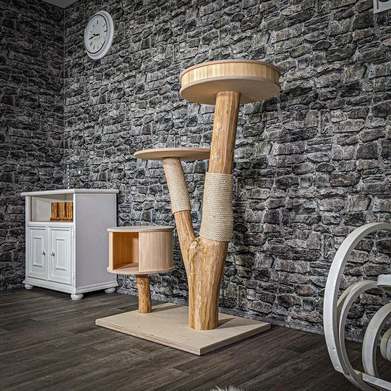 Naturkratzbaum 2849 Kratzbaum Natur Holz Design 132 cm hoch Katzenbaum