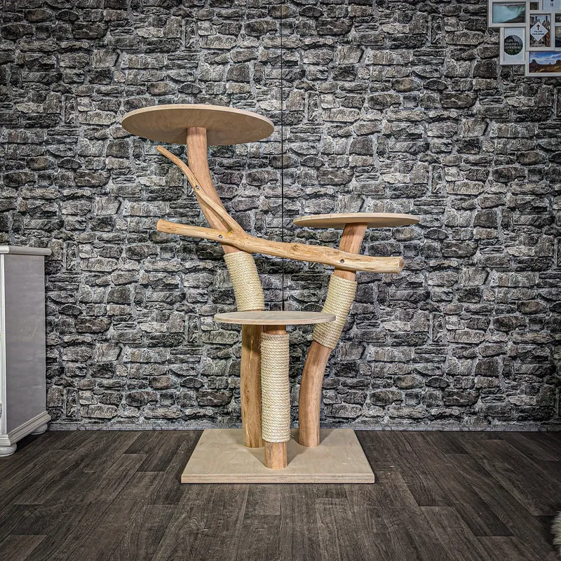 Naturkratzbaum 122 cm hoch Kratzbaum Natur Holz Design 2850 Katzenbaum