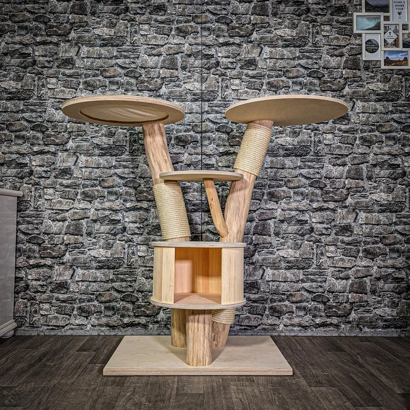 Naturkratzbaum 113 cm hoch Kratzbaum Natur Holz Design 2853 Katzenbaum