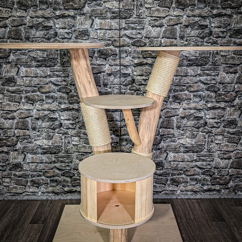Naturkratzbaum 113 cm hoch Kratzbaum Natur Holz Design 2853 Katzenbaum