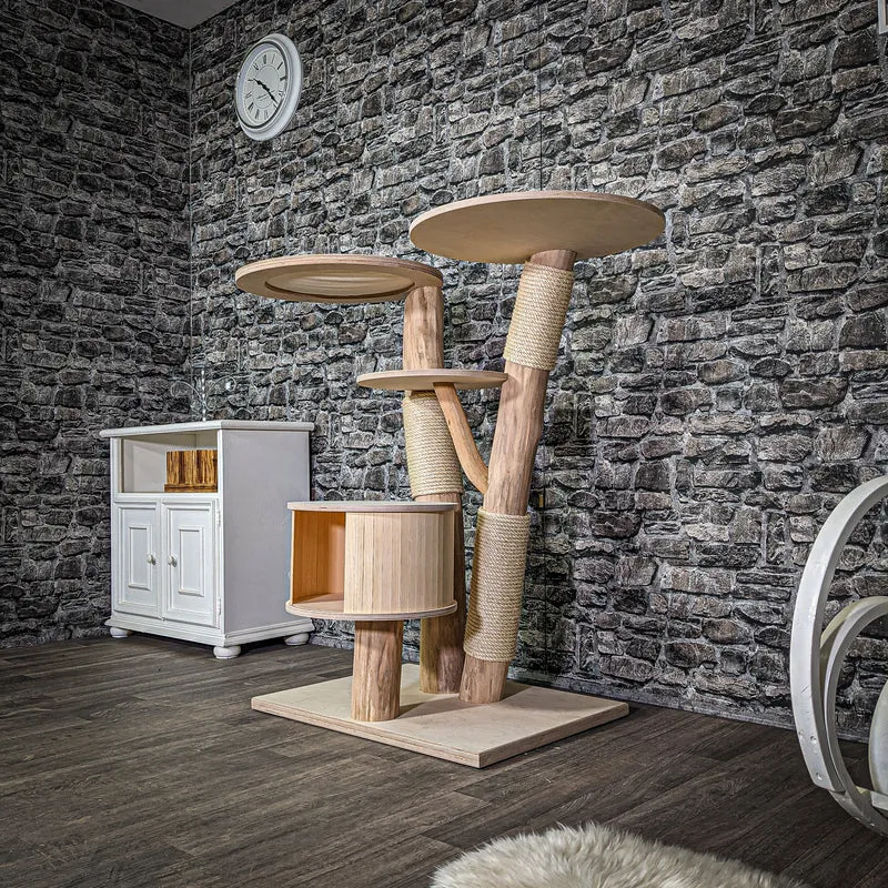 Naturkratzbaum 113 cm hoch Kratzbaum Natur Holz Design 2853 Katzenbaum