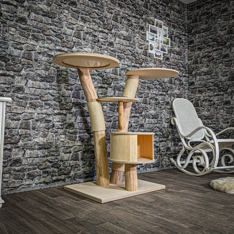 Naturkratzbaum 113 cm hoch Kratzbaum Natur Holz Design 2853 Katzenbaum