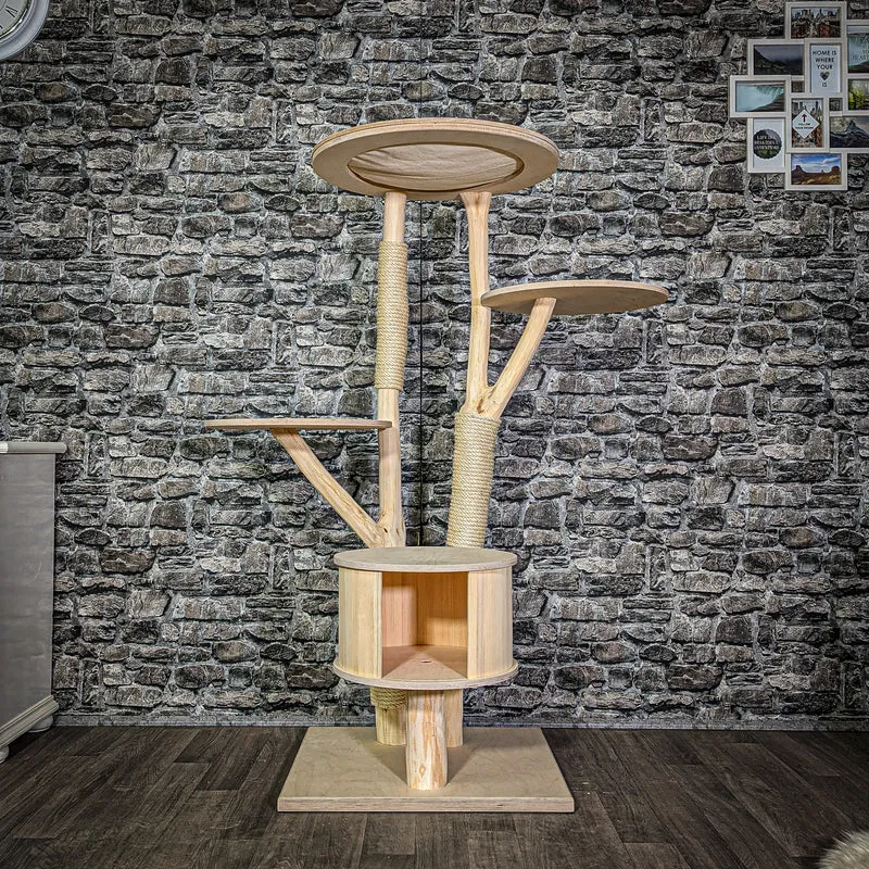 Naturkratzbaum 144 cm hoch Kratzbaum Natur Holz Design 2854 Katzenbaum