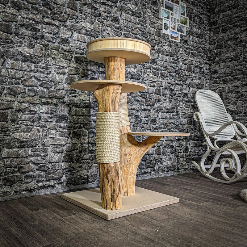 Naturkratzbaum 2869 Kratzbaum Natur Holz Design 114 cm hoch Katzenbaum