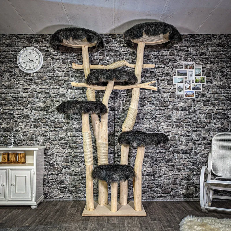 Naturkratzbaum 2831 Kratzbaum Natur Holz Design 225 cm hoch Katzenbaum