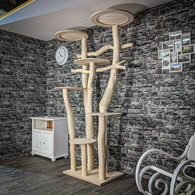 Naturkratzbaum 2831 Kratzbaum Natur Holz Design 225 cm hoch Katzenbaum