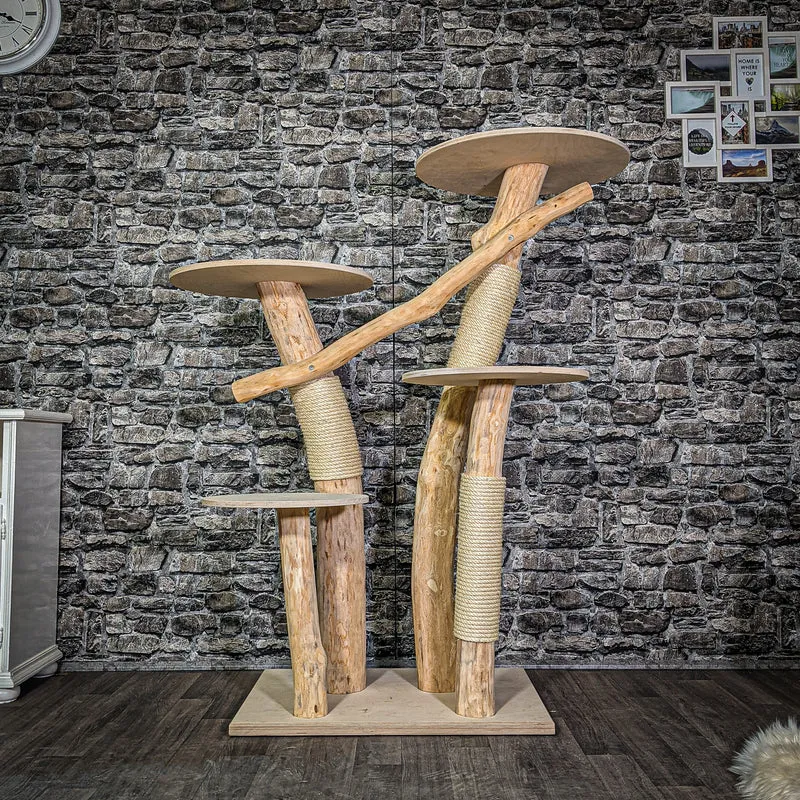 Naturkratzbaum 145 cm hoch Kratzbaum Natur Holz Design 2830 Katzenbaum