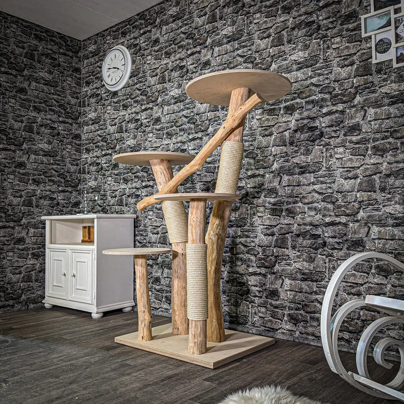 Naturkratzbaum 145 cm hoch Kratzbaum Natur Holz Design 2830 Katzenbaum