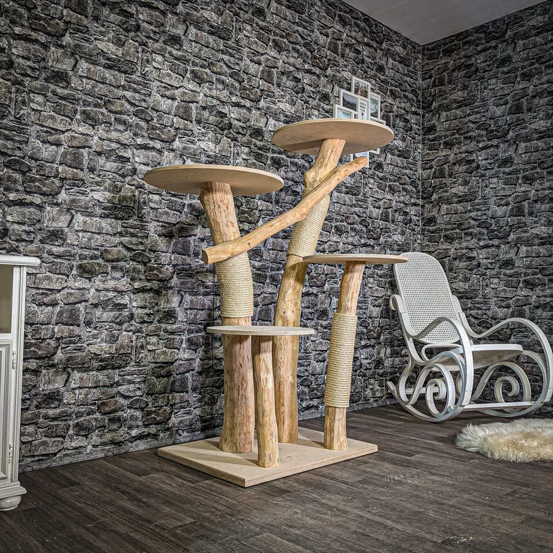 Naturkratzbaum 145 cm hoch Kratzbaum Natur Holz Design 2830 Katzenbaum