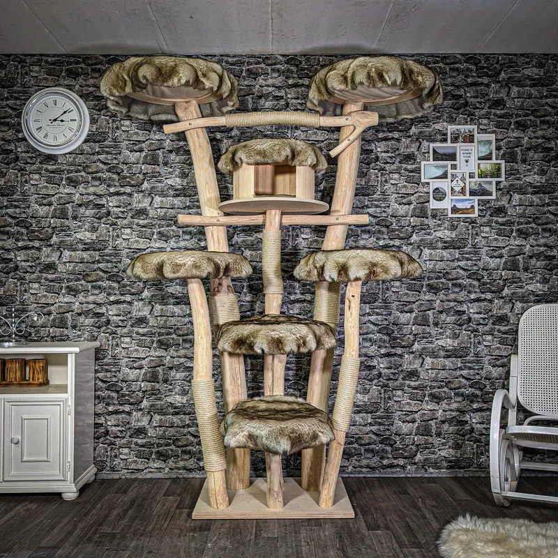 Naturkratzbaum 2828 Kratzbaum Natur Holz Design 215 cm hoch Katzenbaum