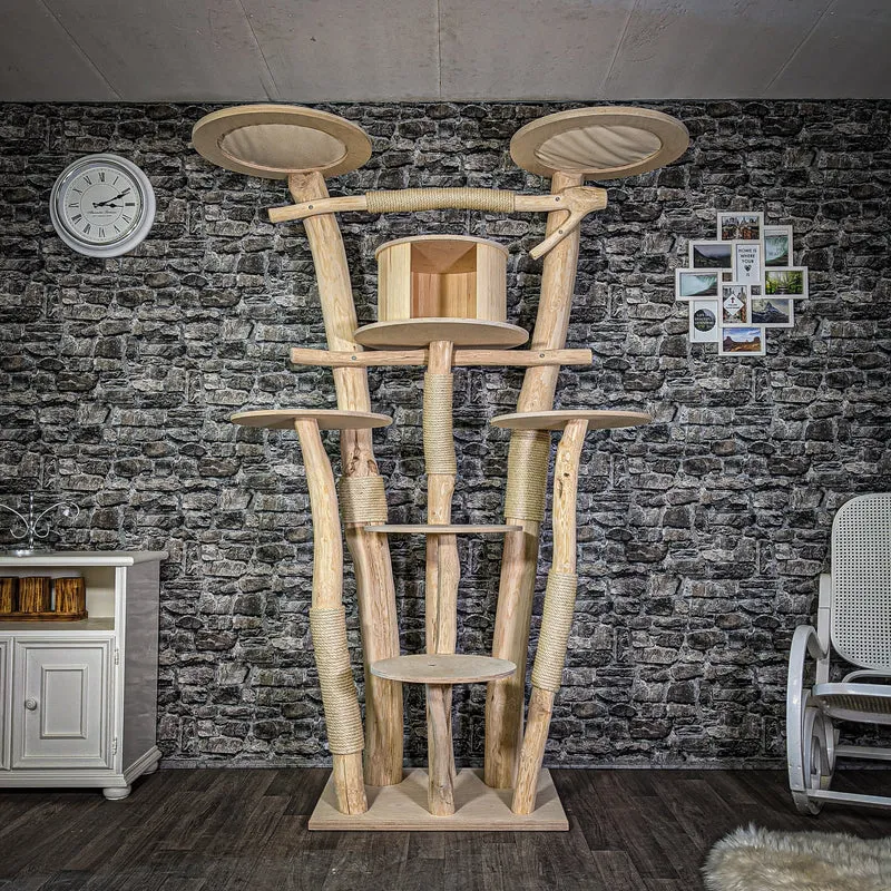 Naturkratzbaum 2828 Kratzbaum Natur Holz Design 215 cm hoch Katzenbaum