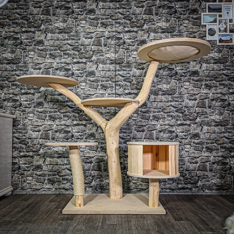 Naturkratzbaum 127 cm hoch Kratzbaum Natur Holz Design 2827 Katzenbaum