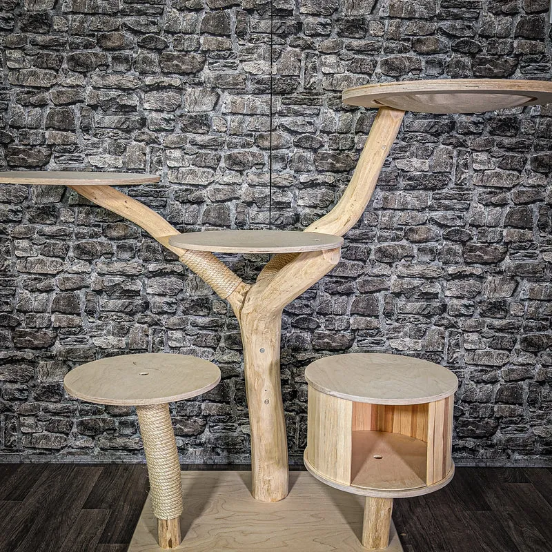 Naturkratzbaum 127 cm hoch Kratzbaum Natur Holz Design 2827 Katzenbaum