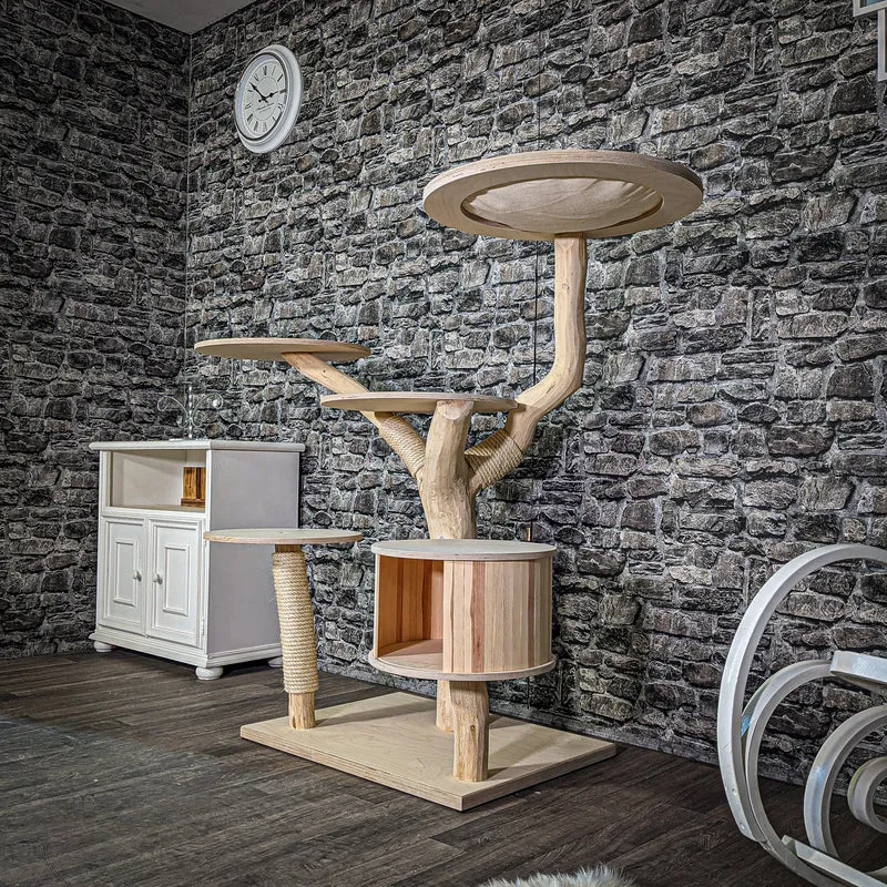 Naturkratzbaum 127 cm hoch Kratzbaum Natur Holz Design 2827 Katzenbaum
