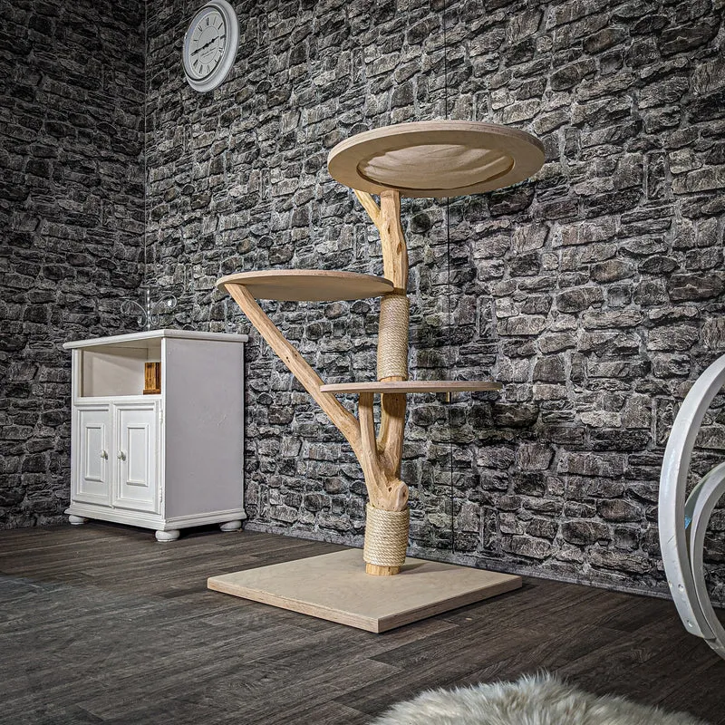Naturkratzbaum 120 cm hoch Kratzbaum Natur Holz Design 2826 Katzenbaum