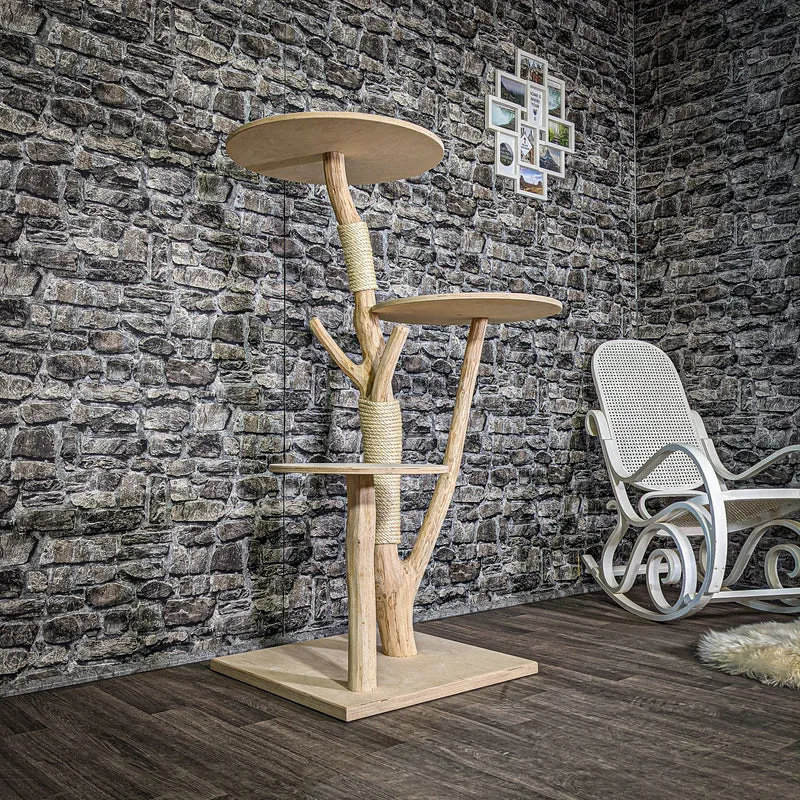 Naturkratzbaum 133 cm hoch Kratzbaum Natur Holz Design 2825 Katzenbaum