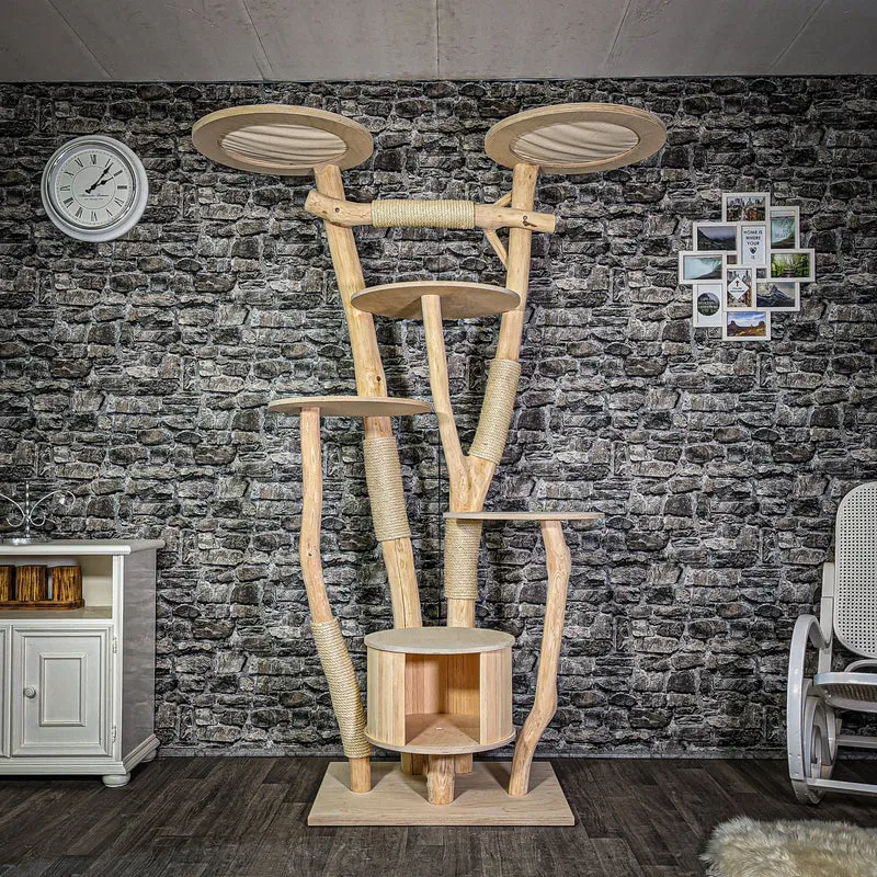 Naturkratzbaum 212 cm hoch Kratzbaum Natur Holz Design 2823 Katzenbaum