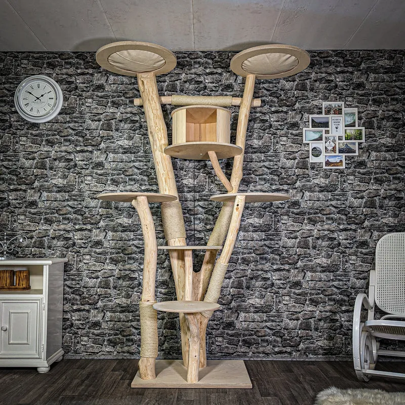Naturkratzbaum 226 cm hoch Kratzbaum Natur Holz Design 2822 Katzenbaum