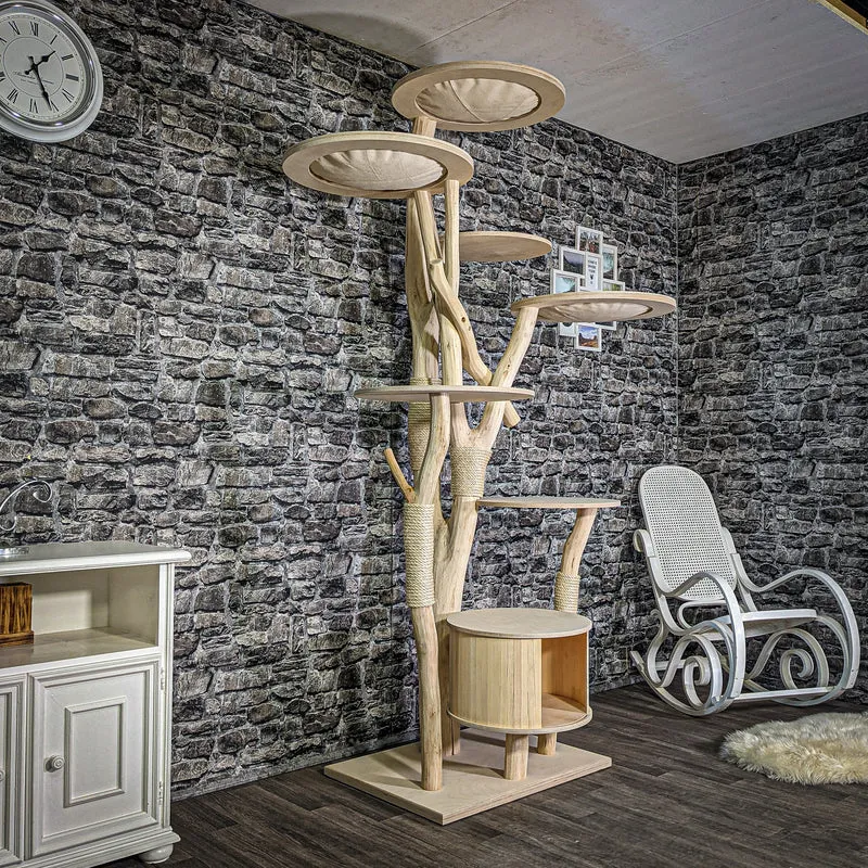 Naturkratzbaum 225 cm hoch Kratzbaum Natur Holz Design 2821 Katzenbaum
