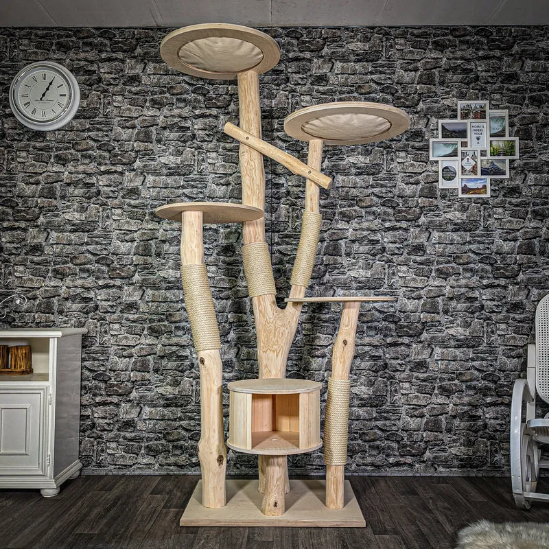 Naturkratzbaum 213 cm hoch Kratzbaum Natur Holz Design 2819 Katzenbaum