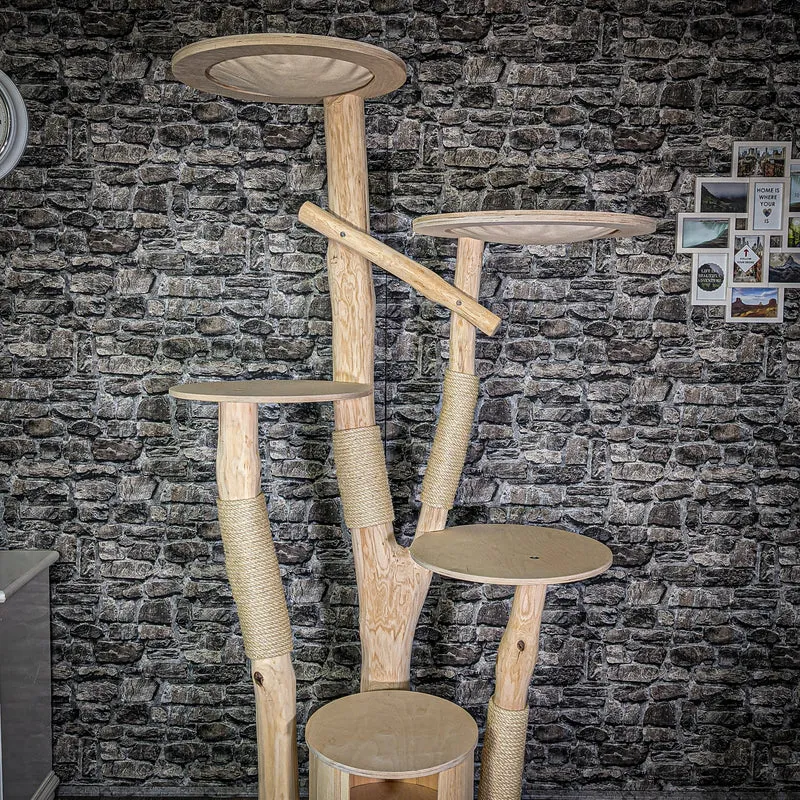 Naturkratzbaum 213 cm hoch Kratzbaum Natur Holz Design 2819 Katzenbaum