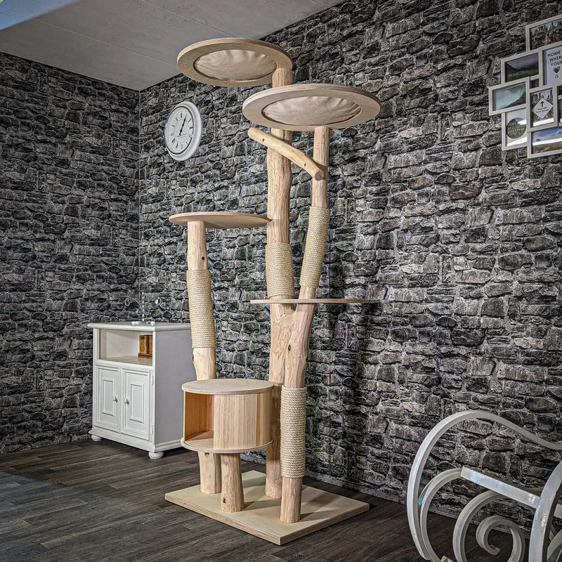 Naturkratzbaum 213 cm hoch Kratzbaum Natur Holz Design 2819 Katzenbaum