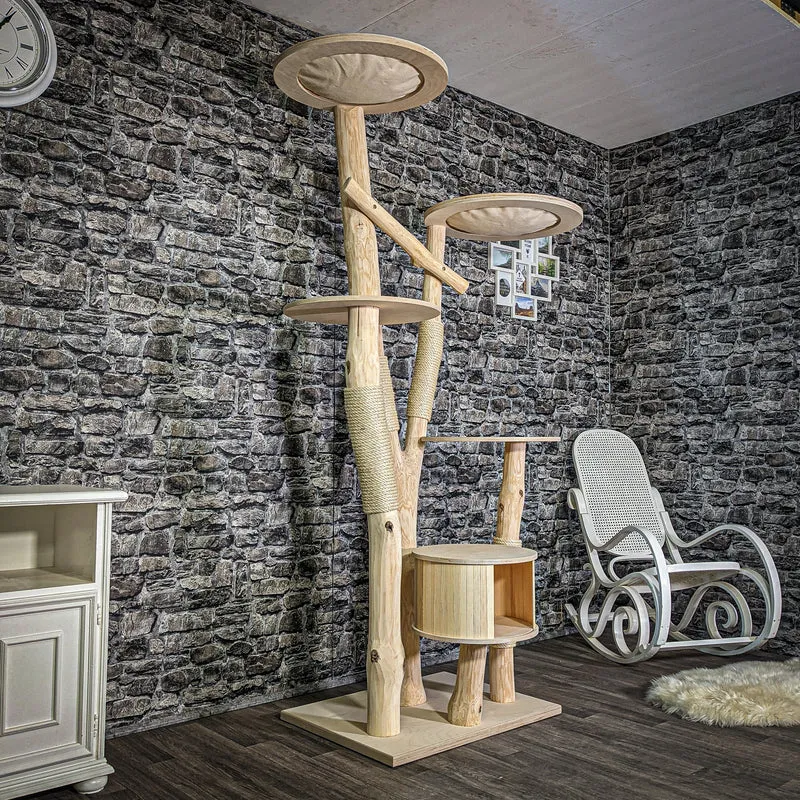 Naturkratzbaum 213 cm hoch Kratzbaum Natur Holz Design 2819 Katzenbaum