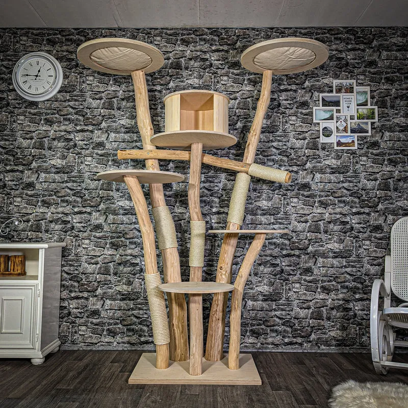 Naturkratzbaum 206 cm hoch Kratzbaum Natur Holz Design 2817 Katzenbaum