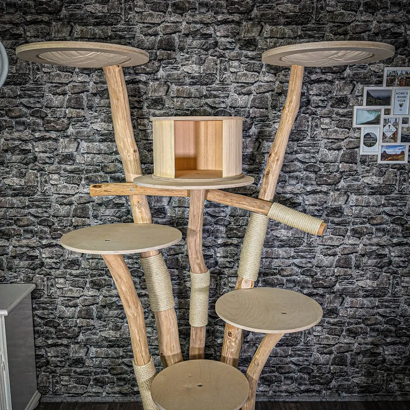 Naturkratzbaum 206 cm hoch Kratzbaum Natur Holz Design 2817 Katzenbaum