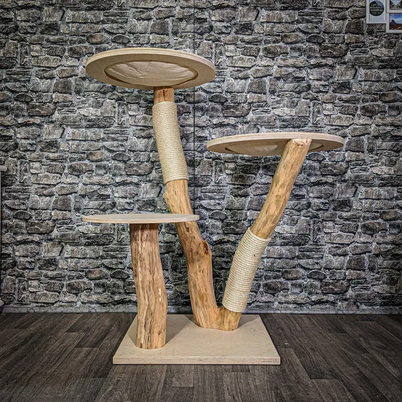Naturkratzbaum 120 cm hoch Kratzbaum Natur Holz Design 2816 Katzenbaum