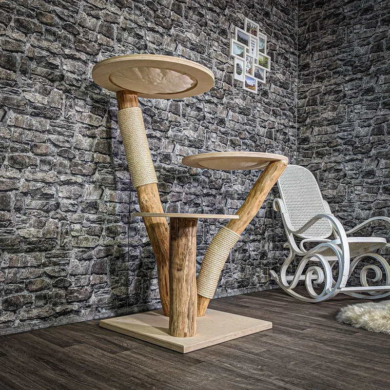 Naturkratzbaum 120 cm hoch Kratzbaum Natur Holz Design 2816 Katzenbaum