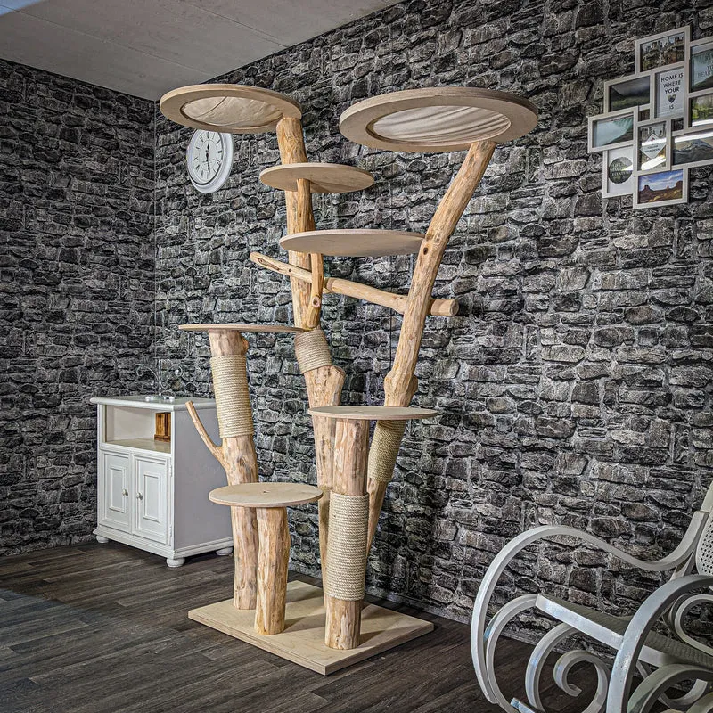 Naturkratzbaum 2815 Kratzbaum Natur Holz Design 224 cm hoch Katzenbaum